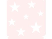 Růžová vliesová tapeta s bílými hvězdami 138931, Little Bandits, Esta