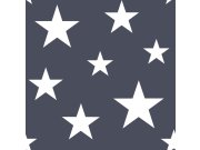 Tmavě modrá vliesová tapeta s bílými hvězdami 138933, Little Bandits, Esta