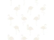 Vliesová tapeta bílá s metalickým vzorem plameňáků 138917, Little Bandits, Esta