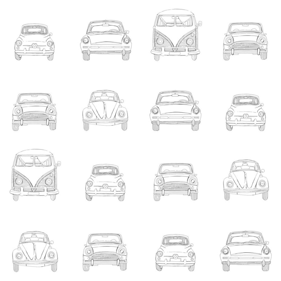 Černobílá vliesová tapeta na zeď Auta 138941, Little Bandits, Esta - Vliesové tapety