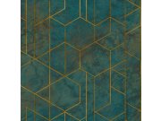 Geometrická mramorovaná zelená vliesová tapeta na zeď WL2501, Wanderlust, Grandeco