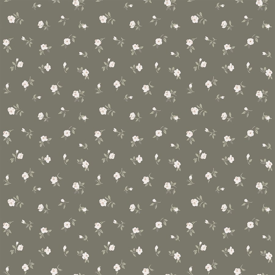 Hnědá vliesová tapeta s květinovým vzorem 139238, Forest Friends, Vintage Flowers, Esta - Vliesové tapety