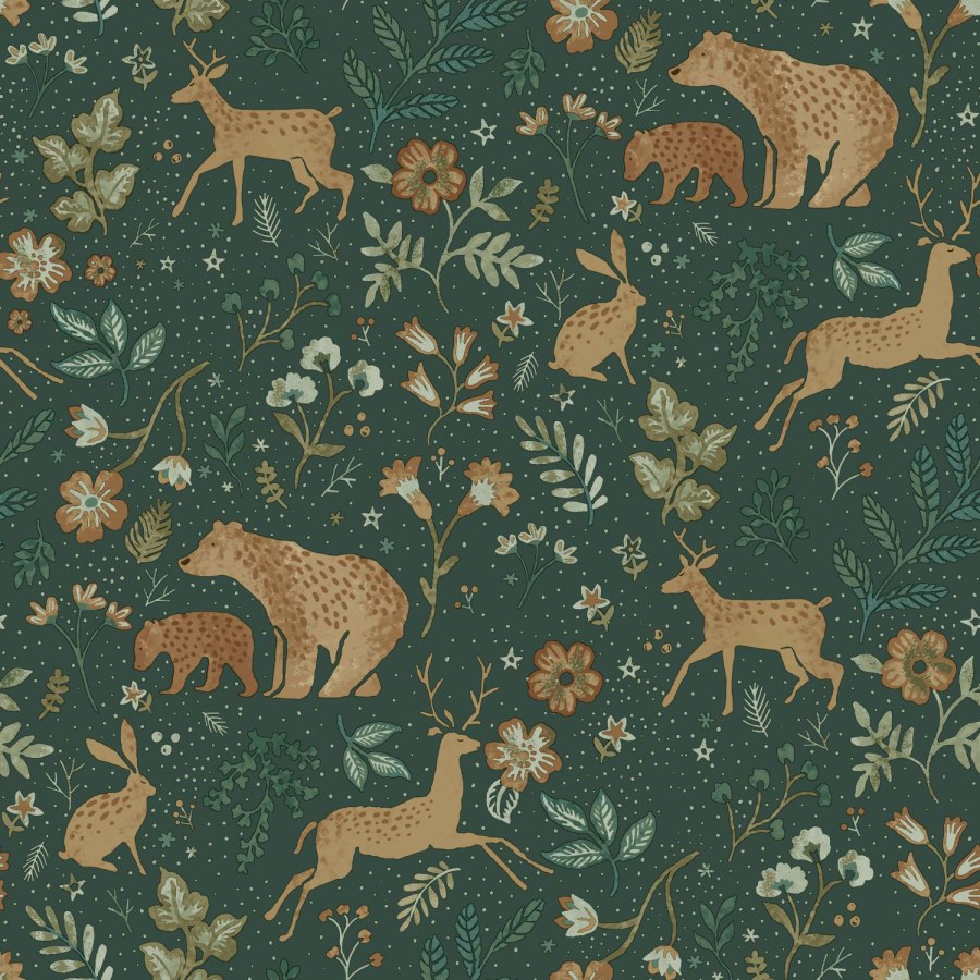 Tapety Yara - Tapety dle materiálu - Vliesové tapety - Zelená dětská vliesová tapeta se zvířátky, 139587, To the Moon and Back, Esta Home Zelená dětská vliesová tapeta se zvířátky, 139587, To the Moon and Back, Esta Home - Vliesové tapety