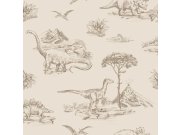Béžová vliesová tapeta s dinosaury 139557, To the Moon and Back, Esta Home
