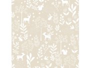 Dětská béžová vliesová tapeta se zvířátky, 139522, To the Moon and Back, Esta Home