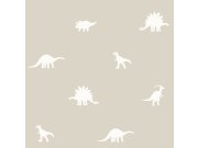 Béžová dětská vliesová tapeta s dinosaury 139508, To the Moon and Back, Esta Home