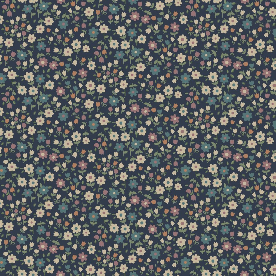 Modrá květinová vliesová tapeta na zeď, 139471, To the Moon and Back, Esta Home - Vliesové tapety