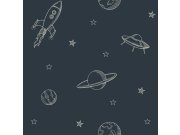 Modrá vliesová tapeta na zeď, Vesmír, 139422, To the Moon and Back, Esta Home