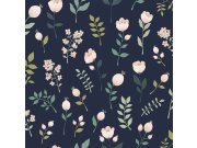 Modrá květinová vliesová tapeta na zeď, 139341, To the Moon and Back, Esta Home