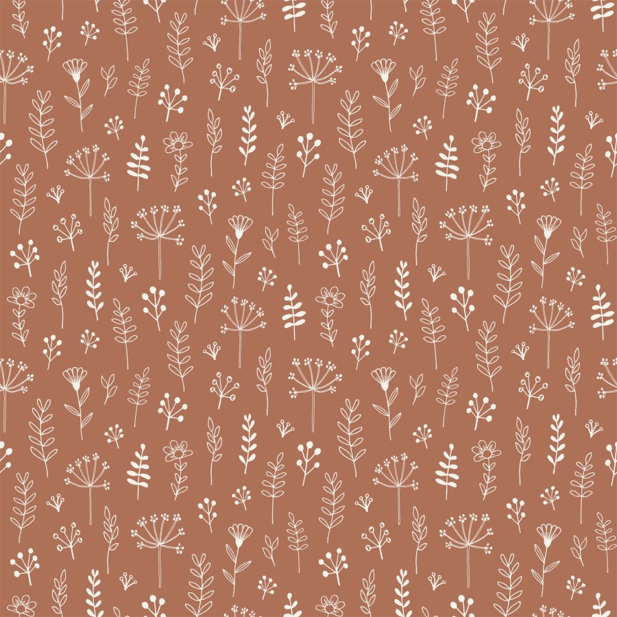 Hnědá vliesová tapeta s květinami a listy, 139325, To the Moon and Back, Esta Home - Vliesové tapety