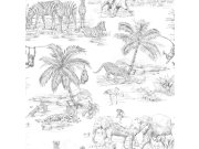 Černo-bílá vliesová tapeta na zeď, Zvířata, 139534, To the Moon and Back, Esta Home