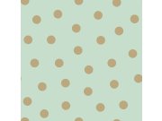 Mentolová vliesová tapeta se zlatými puntíky 139245, Forest Friends, Esta