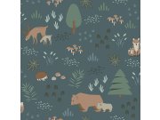 Tapety Yara Tapety dle materiálu Vliesové tapety - Modrá dětská vliesová tapeta Zvířátka v lese 139248, Forest Friends, Esta Modrá dětská vliesová tapeta Zvířátka v lese 139248, Forest Friends, Esta