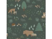 Šedá vliesová dětská tapeta na zeď Zvířátka v lese 139249, Forest Friends, Esta