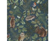 Modrá vliesová dětská tapeta na zeď Lesní zvířátka 139250, Forest Friends, Esta