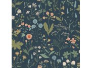 Květinová vliesová tapeta na zeď, modrá, 139698, Bloom, Esta Home