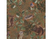 Hnědá vliesová dětská tapeta na zeď s lesními zvířátky 139251, Forest Friends, Esta