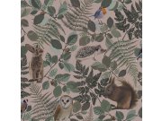 Starorůžová vliesová dětská tapeta na zeď s lesními zvířátky 139252, Forest Friends, Esta