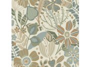 Květinová vliesová tapeta na zeď, hnědo-zelená, 139676, Bloom, Esta Home