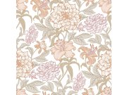 Květinová vliesová tapeta na zeď, zeleno-béžová, 139612, Bloom, Esta Home