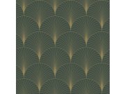 Vliesová tapeta na zeď, Art deco, zeleno-zlatá, 139584, Bloom, Esta Home