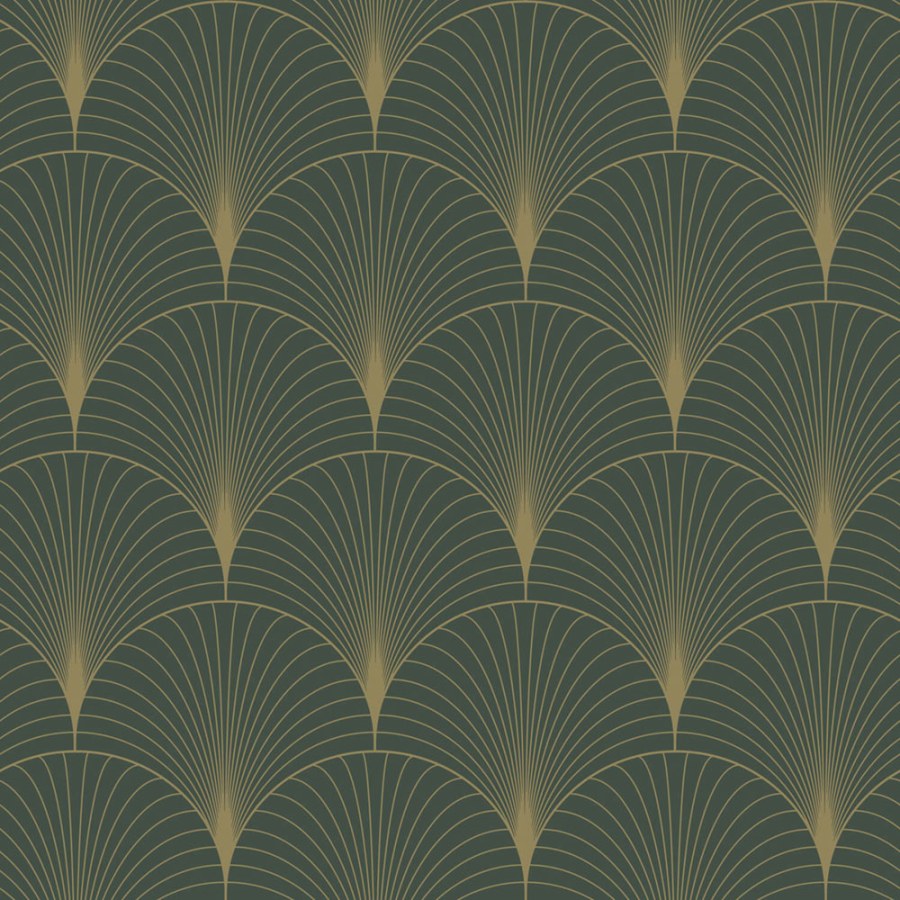 Vliesová tapeta na zeď, Art deco, zeleno-zlatá, 139584, Bloom, Esta Home - Vliesové tapety