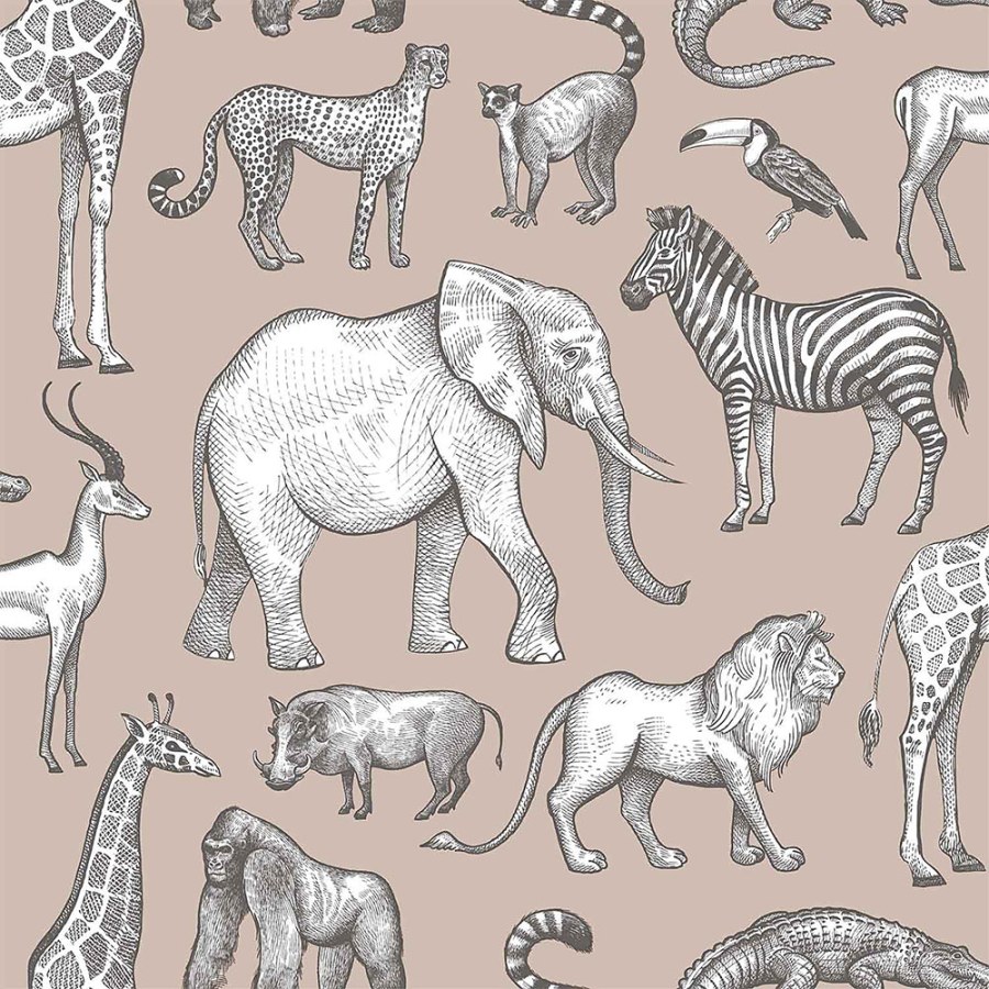 Starorůžová vliesová tapeta Zvířátka z Afriky 139271, Forest Friends, Esta - Vliesové tapety