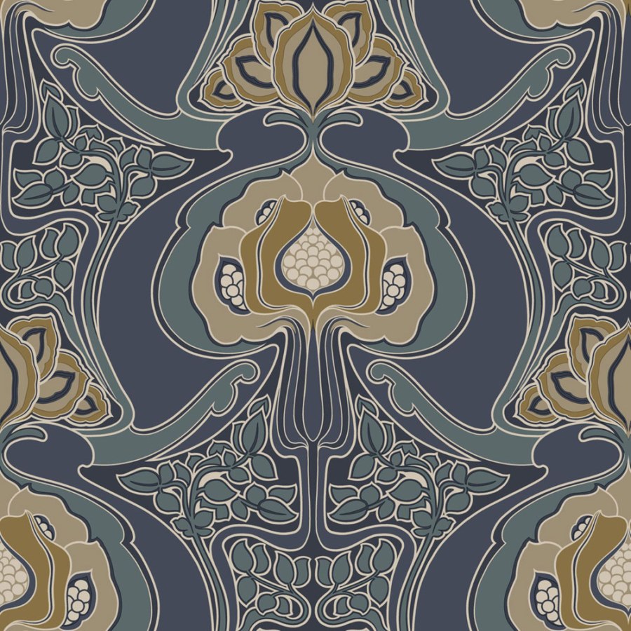 Květinová vliesová tapeta na zeď, modrá, 139572, Bloom, Esta Home - Vliesové tapety