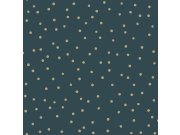 Tmavě modrá vliesová tapeta na zeď, zlaté puntíky 139276, Forest Friends, Esta