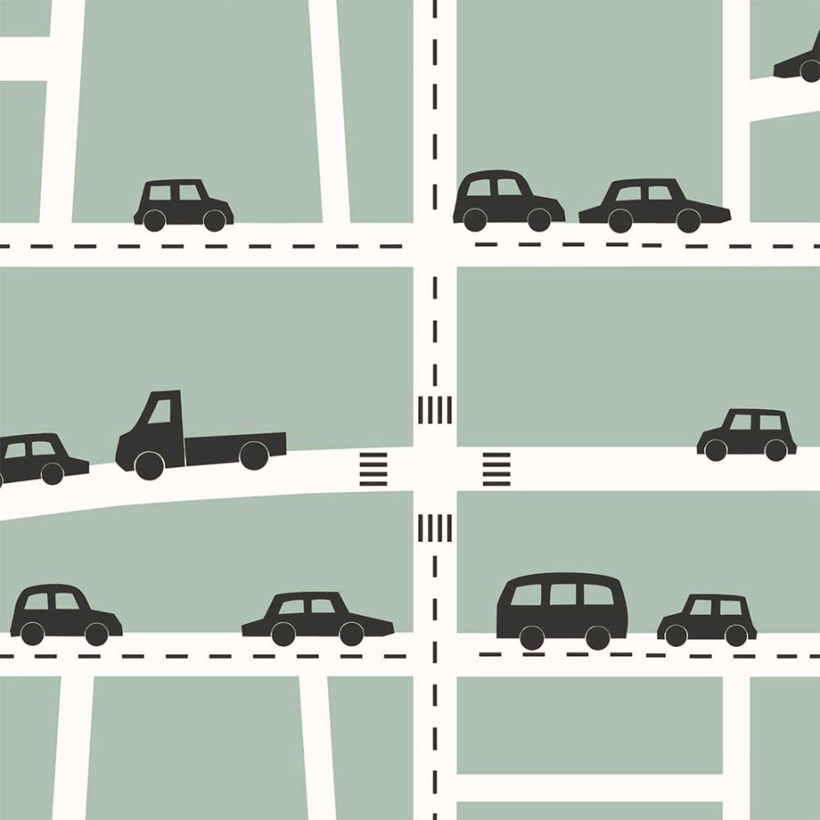 Zelená vliesová tapeta pro kluky Auta, silnice 139283, Forest Friends, Esta - Vliesové tapety