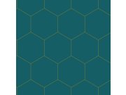 Geometrická vliesová tapeta na zeď, tyrkysovo-zlatá, 139455, Bloom, Esta Home