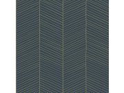 Geometrická vliesová tapeta na zeď, modro-zlatá, 139452, Bloom, Esta Home