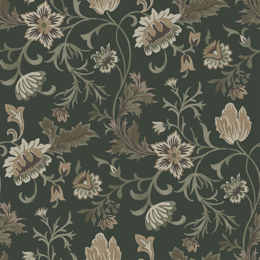 Květinová vliesová tapeta na zeď, černá, 139417, Bloom, Esta Home - Vliesové tapety