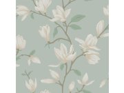 Květinová vliesová tapeta na zeď, tyrkysová, 139405, Bloom, Esta Home