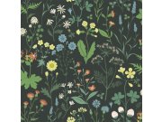 Květinová vliesová tapeta na zeď, černá, 139392, Bloom, Esta Home