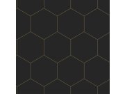 Geometrická vliesová tapeta na zeď, černo-zlatá, 139313, Bloom, Esta Home
