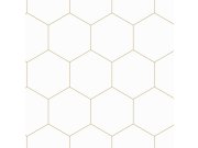Geometrická vliesová tapeta na zeď, bílo-zlatá, 139312, Bloom, Esta Home