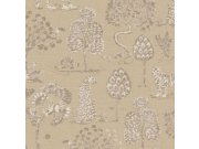 Hnědobéžová vliesová tapeta se stromy, tygry a leopardy 317311, Oasis, Eijffinger