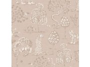 Růžová vliesová tapeta se stromy, tygry a leopardy 317312, Oasis, Eijffinger Tapety Yara - Eijffinger