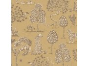 Okrová vliesová tapeta se stromy, tygry a leopardy 317314, Oasis, Eijffinger