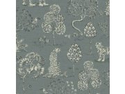 Modrá vliesová tapeta se stromy, tygry a leopardy 317315, Oasis, Eijffinger