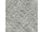 Vliesová tapeta, imitace šedostříbrných kovových desek s nýty 337243, Matières - Metal, Origin