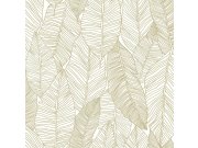 Bílá vliesová tapeta se zlatými obrysy listů 139125, Black & White, Esta Tapety Yara - Esta Home