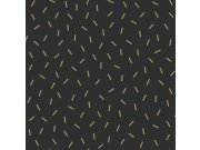 Černá vliesová tapeta se zlatými čárkami 139128, Black & White, Esta