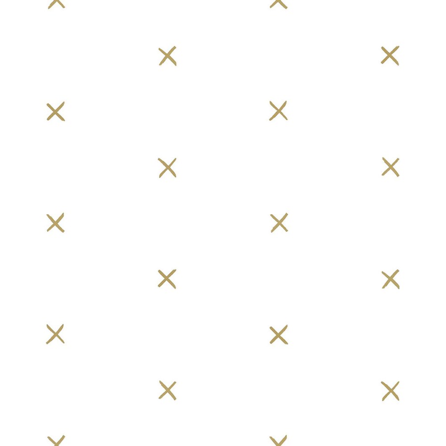 Bílá vliesová tapeta se zlatými křížky 139129, Black & White, Esta - Tapety na zeď