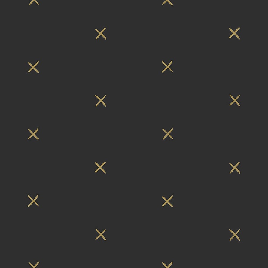 Černá vliesová tapeta se zlatými křížky 139130, Black & White, Esta - Tapety na zeď