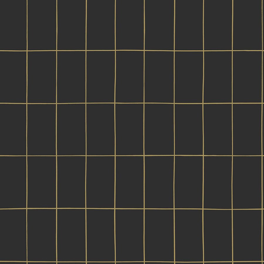 Černá vliesová tapeta, zlaté obrysy obdélníků 139132, Black & White, Esta - Tapety na zeď