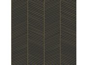 Černo-zlatá vliesová tapeta proužky, pruhy 139136, Black & White, Art Deco, Esta