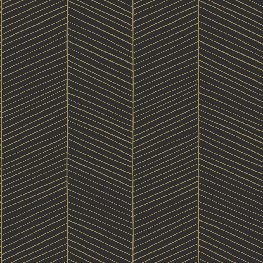 Černo-zlatá vliesová tapeta proužky, pruhy 139136, Black & White, Art Deco, Esta - Tapety na zeď