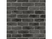 Vliesová černá tapeta na zeď cihly, cihlová zeď 139138, Black & White, Esta